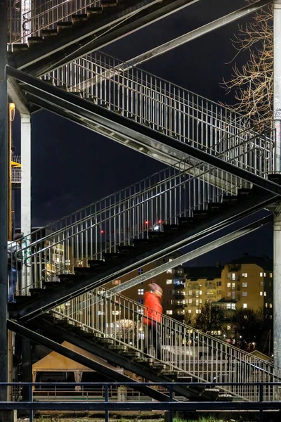 Stockholm Suède Une Personne Descend Escalier Extérieur Depuis Liljeholmsbron Liljeholmen — Photo