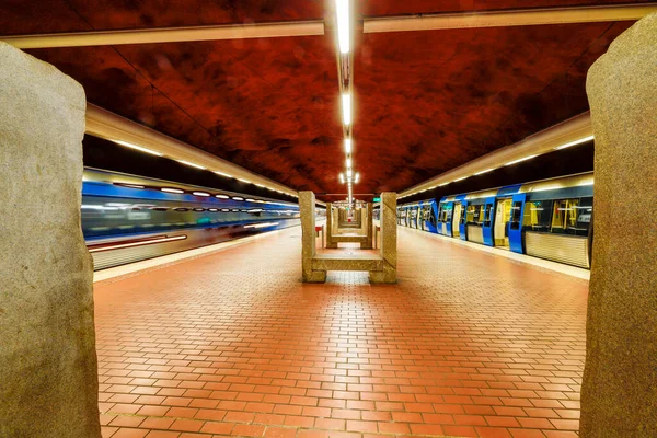 Stockholm Švédsko Skarpnack Tunel Nebo Stanice Metra Poslední Zastávka Zelené — Stock fotografie