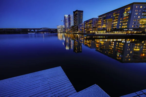 Stockholm Sweden Skyline Liljeholmskajen Early Morning — Stock Photo, Image