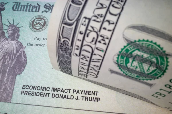 Başkan Trump 'ın Ekonomik Darbe Ödemesi için Vergi Dairesi çeki.