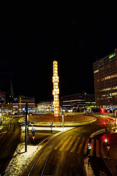 Estocolmo Suecia Feb 2021 Sergels Torg Por Noche Centro Ciudad — Foto de Stock