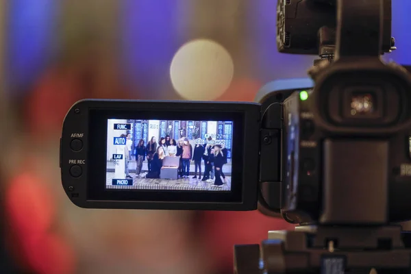 Stockholm Sweden School Group Rehearsal Musical Church Videotaped Filmed Viewing — Stock Photo, Image