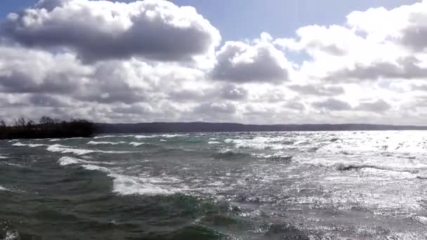 Visingso Zweden Hoge Wind Golven Het Vattermeer — Stockvideo