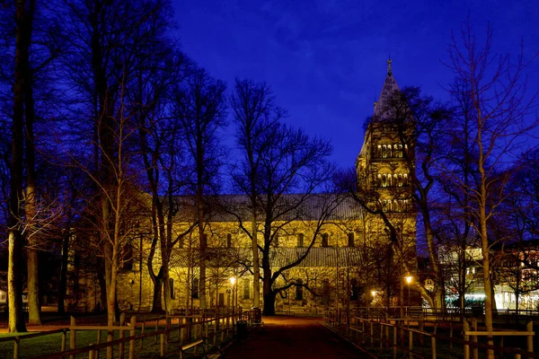 Lund Suécia Catedral Lund Noite — Fotografia de Stock