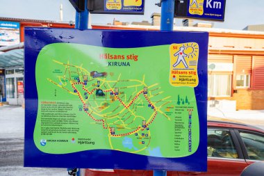 Kiruna, İsveç İsveç İsveç İsveç 'te yürüme güzergahını gösteren bir harita.