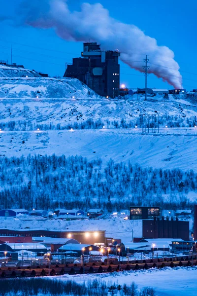 Kiruna Suécia Vista Mina Minério Ferro Lkab Noite — Fotografia de Stock