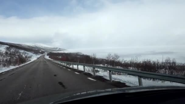 Kiruna Sveç Kuzey Sveç Kuzey Kutup Bölgesinde Araba Sürüyor — Stok video