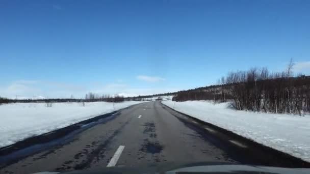 Кируна Швеция Вождение Зимнем Арктическом Ландшафте Северной Швеции — стоковое видео
