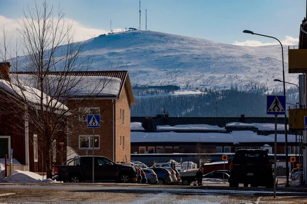 Gallivare Sverige Dundret Fjäll Och Skidområde Synligt Från Centrum — Stockfoto