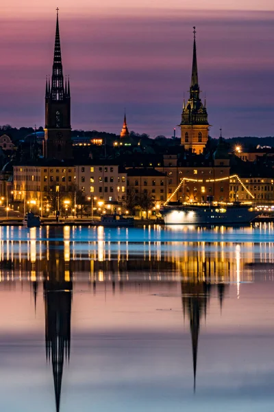 Estocolmo Suecia Casco Antiguo Ciudad Gamla Stan Amanecer — Foto de Stock