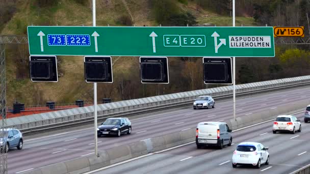 Stockholm Švédsko Dálnice Výjezd Aspuddenu — Stock video