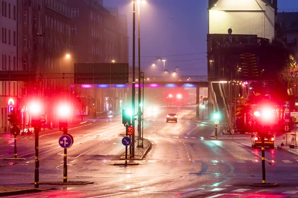 Estocolmo Suecia Barrio Hornstull Por Noche —  Fotos de Stock