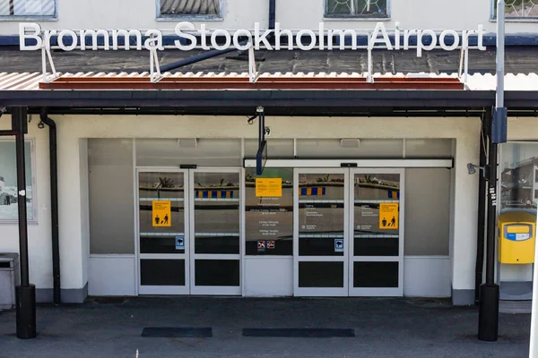 Sztokholm Szwecja Znak Przy Wejściu Lotnisko Sztokholm Bromma — Zdjęcie stockowe