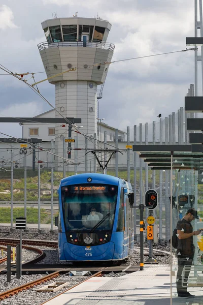 Stockholm Sveç Stockholm Bromma Havaalanında Yeni Bir Tramvay Durağı — Stok fotoğraf
