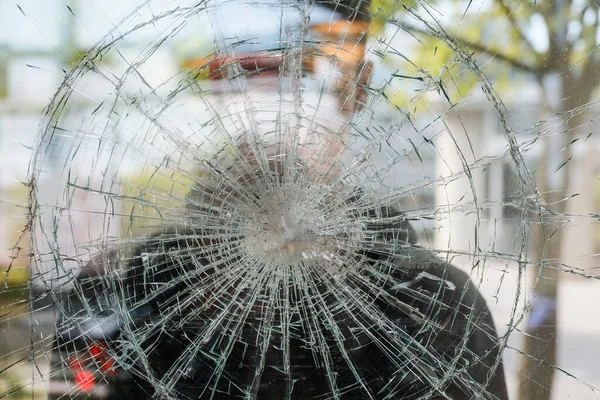 Stockholm Suède Une Fenêtre Brisée Vandalisée — Photo