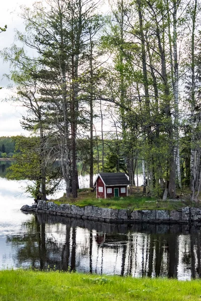 Virsbo Schweden Eine Kleine Hütte Auf Einer Kleinen Insel — Stockfoto