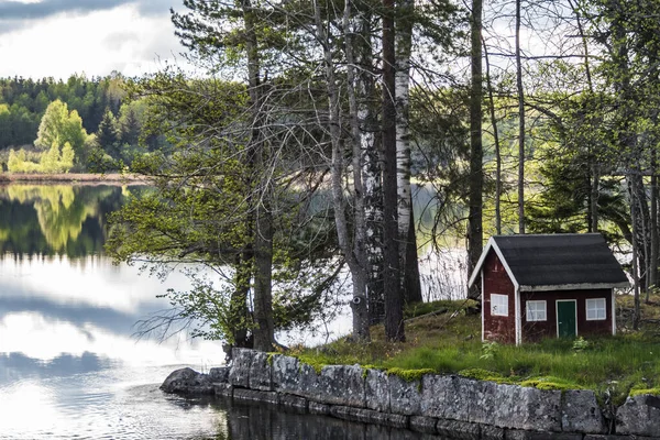 Virsbo Sweden Small Cabin Small Island — Stock Photo, Image
