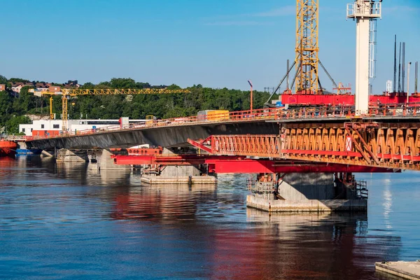 Στοκχόλμη Σουηδία Εξελίξει Κατασκευή Της Νέας Γέφυρας Lidingo — Φωτογραφία Αρχείου
