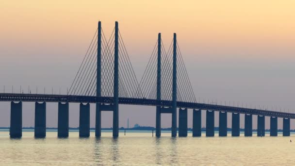 Malmo Svezia Ponte Oresund Tramonto — Video Stock