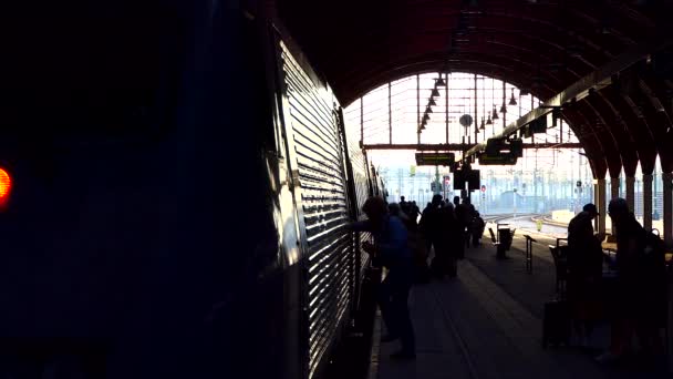 Malmö Sveç Sabahın Erken Saatlerinde Malmö Merkez Tren Stasyonu — Stok video