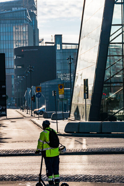 Malmo, Sweden People on the exterior of the  Malmo Central Station.