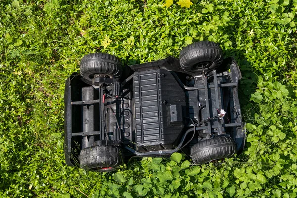 Stockholm Sweden Toy Car Tuened Upside Grass — Foto de Stock