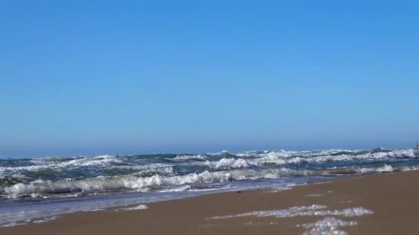 Hirtshals Denmark Waves North Sea Rolling Beach — Stock video