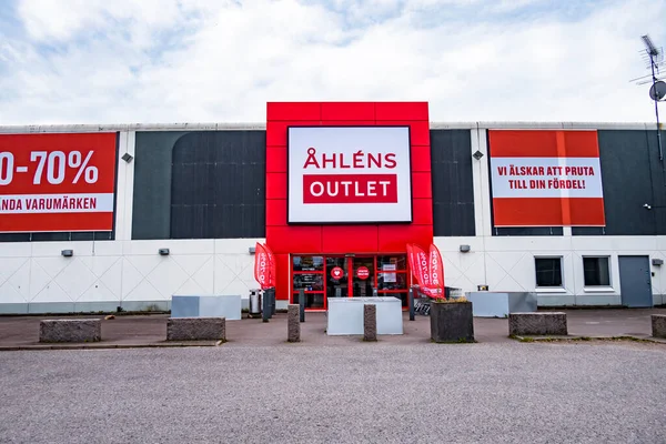 Orebro Sweden Facade Ahlens Outlet Store Shopping Mall Sign Swedish — Zdjęcie stockowe
