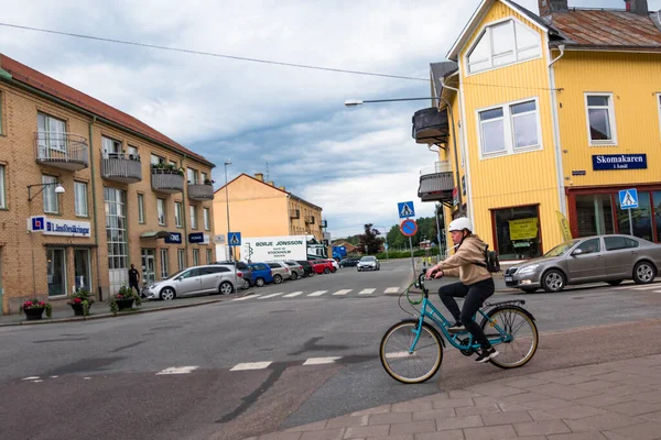 Amal Suécia Ciclista Rua — Fotografia de Stock