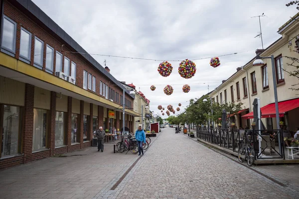 Amal Sweden People Main Shopping Street Decorations — Zdjęcie stockowe