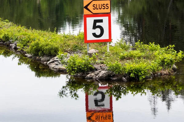 Haverud Sweden Sign Swedish Lock Sluss Dalsland Canal Western Central — Stock Fotó