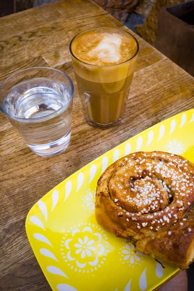 Gotemburgo Suécia Uma Típica Fika Sueca Com Café Lait Pão — Fotografia de Stock