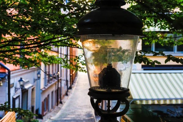 Stockholm Švédsko Stará Pouliční Lampa Gamla Stan Nebo Staré Město — Stock fotografie