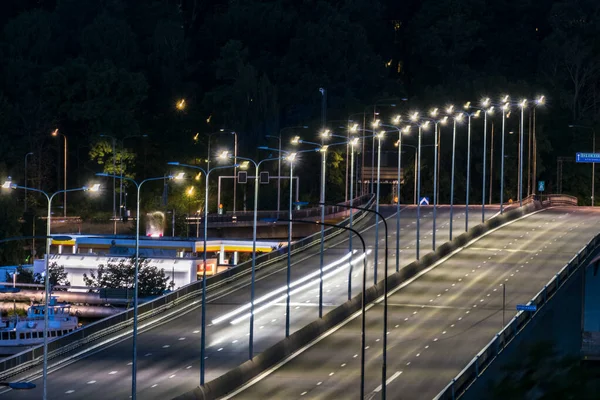 Estocolmo Suécia Agosto 2021 Ponte Lidingo Noite — Fotografia de Stock