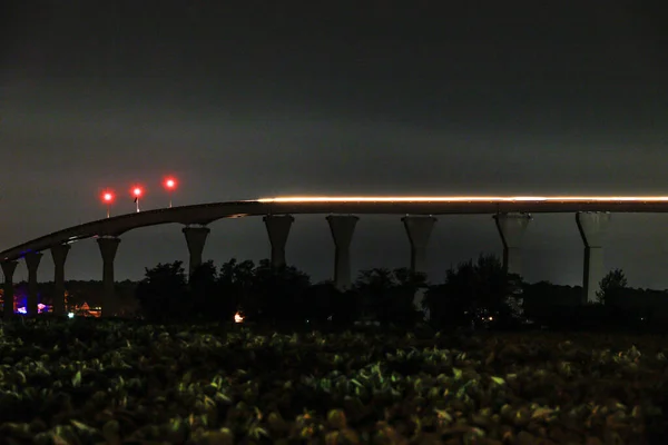 Solomons Maryland Usa Γέφυρα Νύχτα Πάνω Από Τον Ποταμό Patuxent — Φωτογραφία Αρχείου