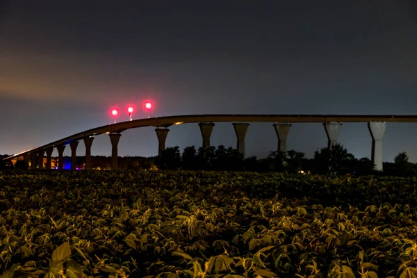 Solomons Maryland Eua Ponte Noite Sobre Rio Patuxent — Fotografia de Stock