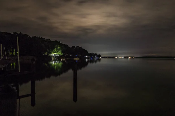 Broomes Island Maryland Nightview Patuxent River Houe Staircase — Stock Photo, Image