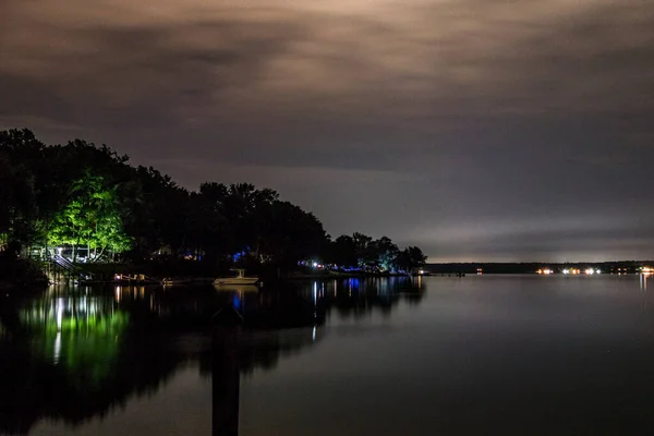 Broomes Island Maryland Nightview Patuxent River Houe Staircase — Stock Photo, Image