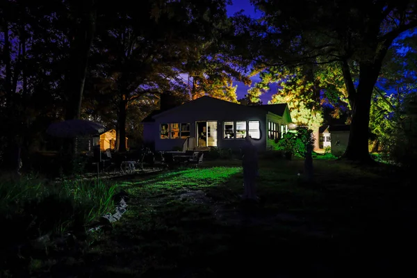 Solomons Maryland Usa Sebuah Rumah Diterangi Malam Hari — Stok Foto