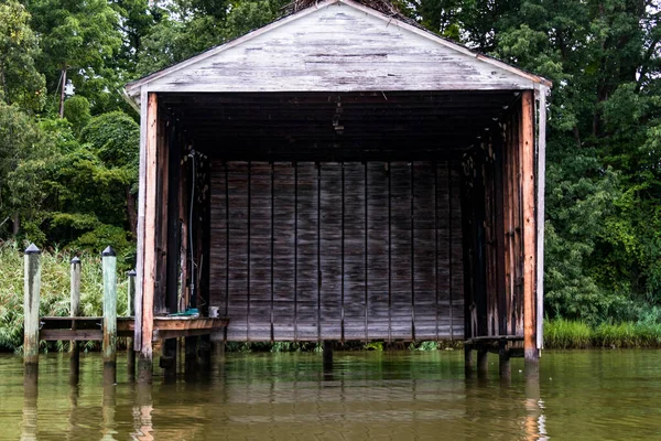 Empty Wooden Boathouse Patuxent River — Stock Photo, Image