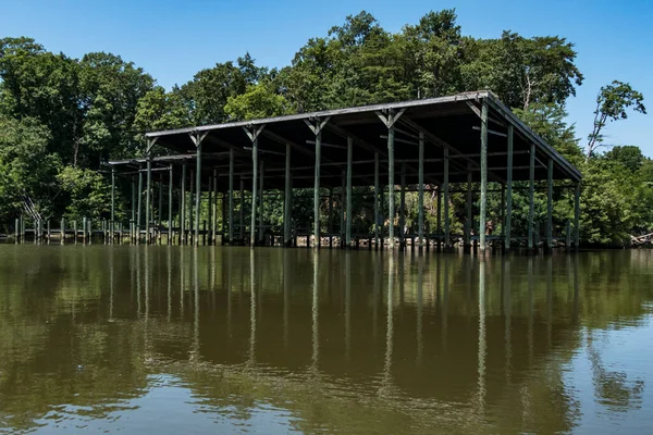 Extremely Large Empty Wooden Boathouse Patuxent River — Stock Photo, Image
