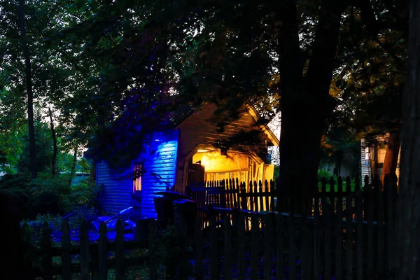 Salisbury Maryland Residential House Lit Blue Night Yard — Stock Photo, Image