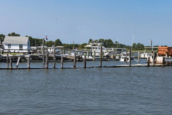 Deal Island Maryland Usa Boat Dock Partially Submerged High Tide — Stock Photo, Image