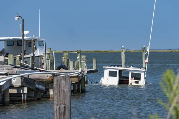 Deal Island Maryland Usa Egy Elsüllyedt Halászhajó Chesapeake Öbölben — Stock Fotó