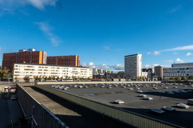 Stockholm, İsveç 14 Ekim 2025 Flemingsberg banliyösünün gökyüzü manzarası.