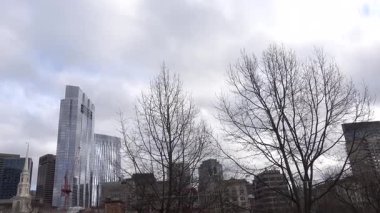 Boston, Massachusetts, ABD Boston şehir merkezi ve Boston Commons parkı manzarası