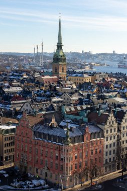 Stockholm, İsveç 20 Şubat 2026 Eski Kent veya Gamla Stan 'in panoramik görüntüsü