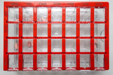 Stockholm, Sweden A pill box with weekdays in Swedish.