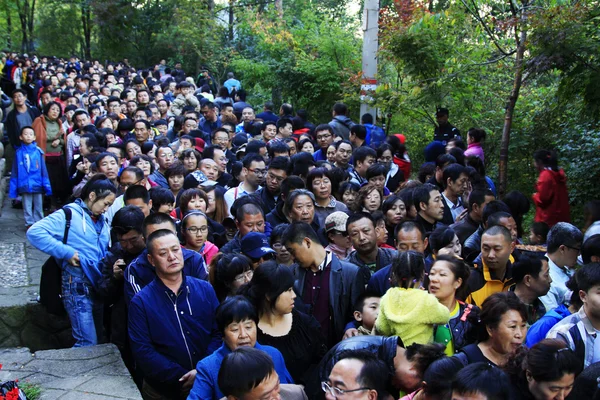 Visitatori di attesa in linea provincia di collegamento, Cina . — Foto Stock