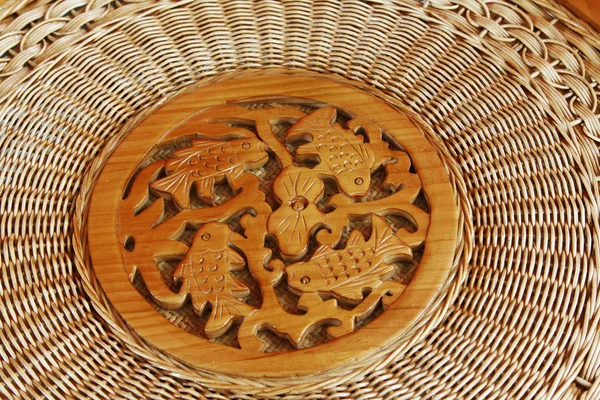 Ručně vyráběné bambusové tkaní dekorativní vzor — Stock fotografie